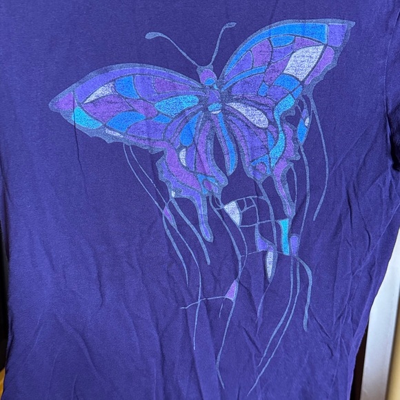 Old Navy Purple Butterfly 100% Cotton Short Sleeve Tee Size Medium - Picture 3 of 4